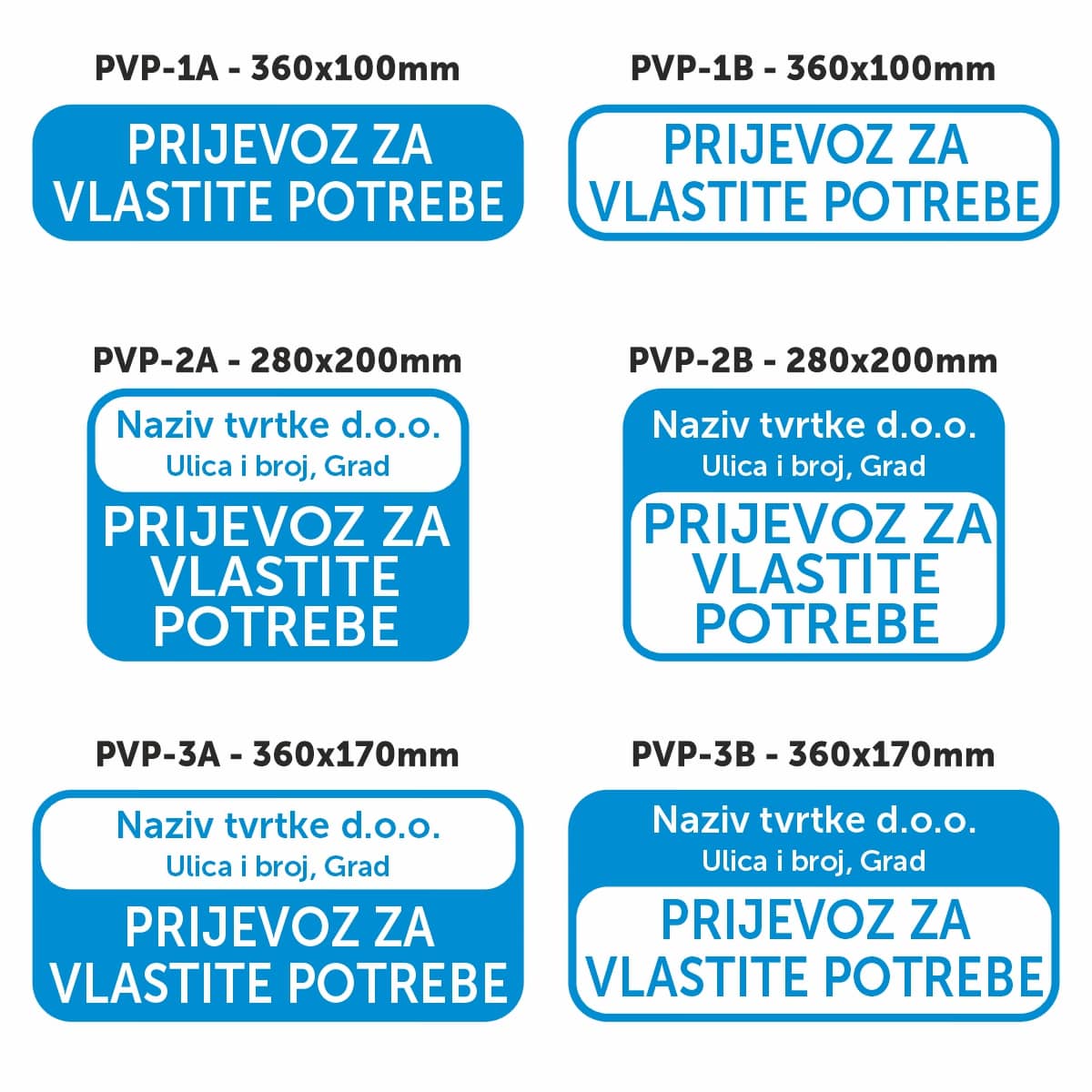 Prijevoz za vlastite potrebe naljepnica natpis Prijevoz za vlastite potrebe naljepnica natpis