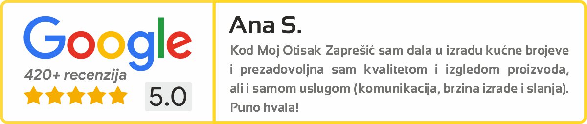 Moj otisak GOOGLE recenzija sa 5 zvjezdnica Moj otisak GOOGLE recenzija sa 5 zvjezdnica